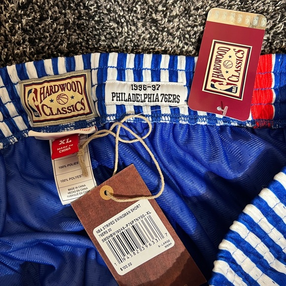 NWT Men’s Philadelphia 76ers Swingman Shorts Mitchell & Ness Hardwood Classics - Picture 4 of 4